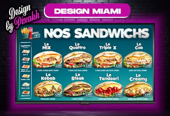 menu board fixe sandwich design milan